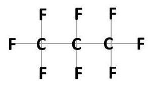 Figure 3. The chemical formula of PFBA (Perfluorobutanoic/ perfluorobutyric acid).